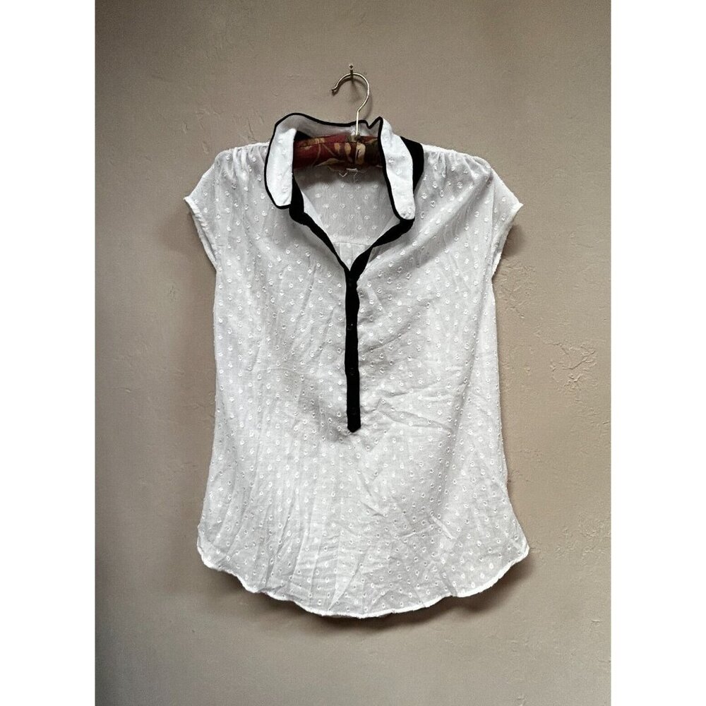 Anthropologie Edme & Esyllte Women Sleeveless Top Blouse Size 10 Swiss Dot White